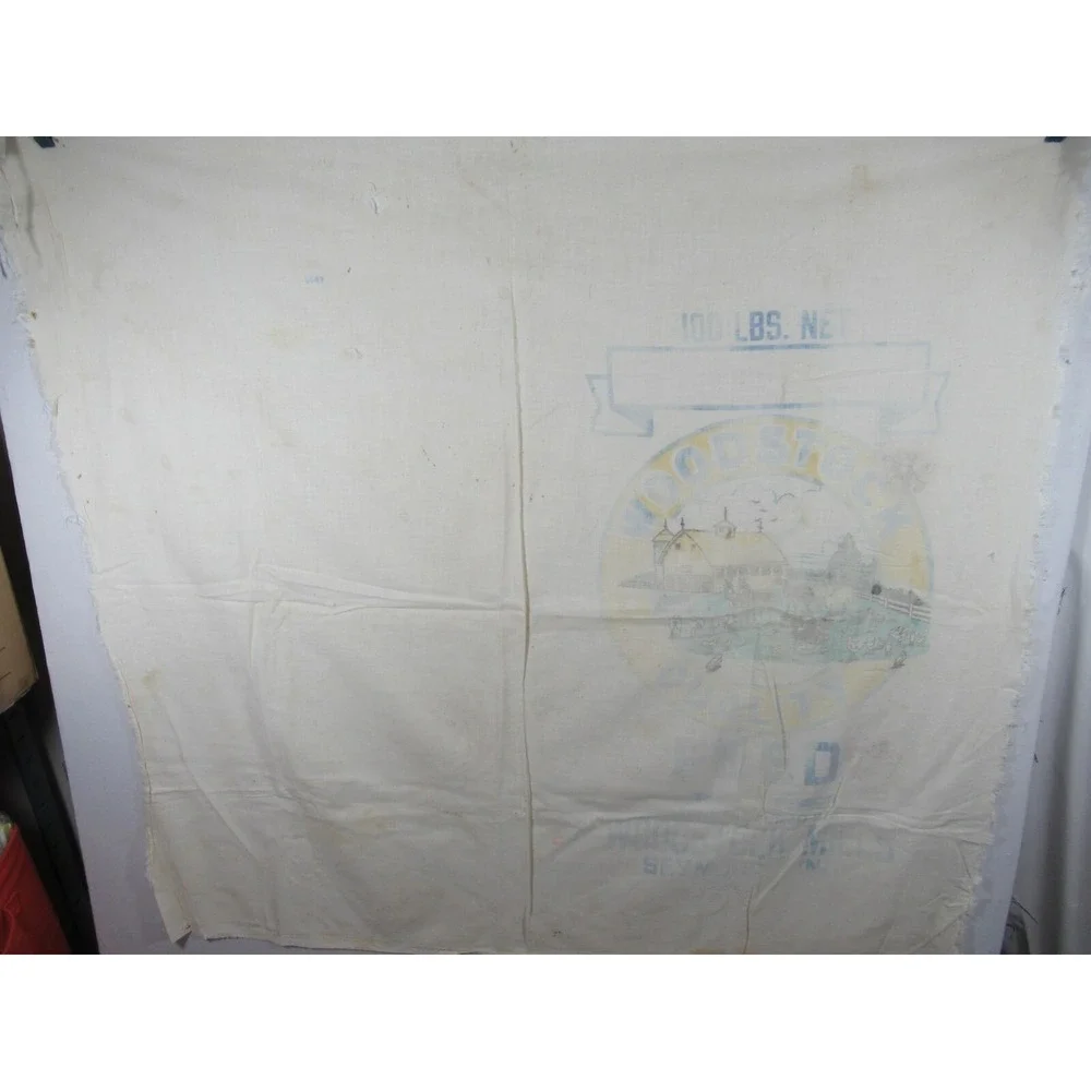 Antique Woodstock Mills 100 lb. Feed Sack Seymour Indiana Lightweight Cotton